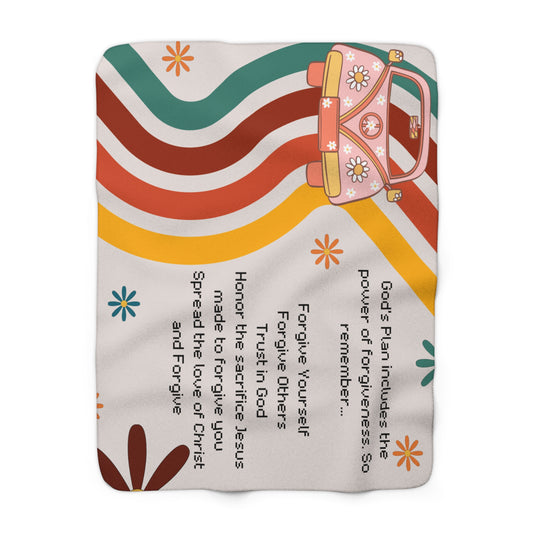 Retro Forgive Sherpa Fleece Blanket