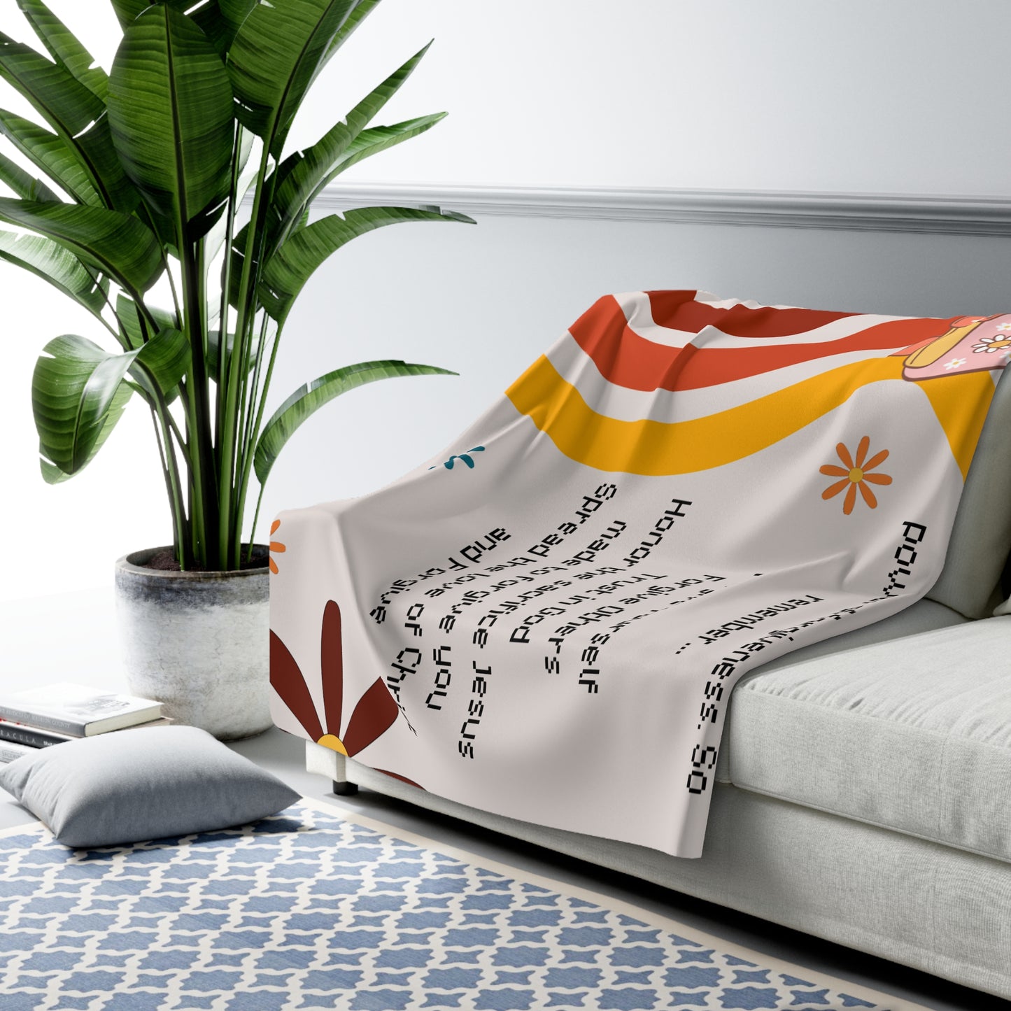 Retro Forgive Sherpa Fleece Blanket