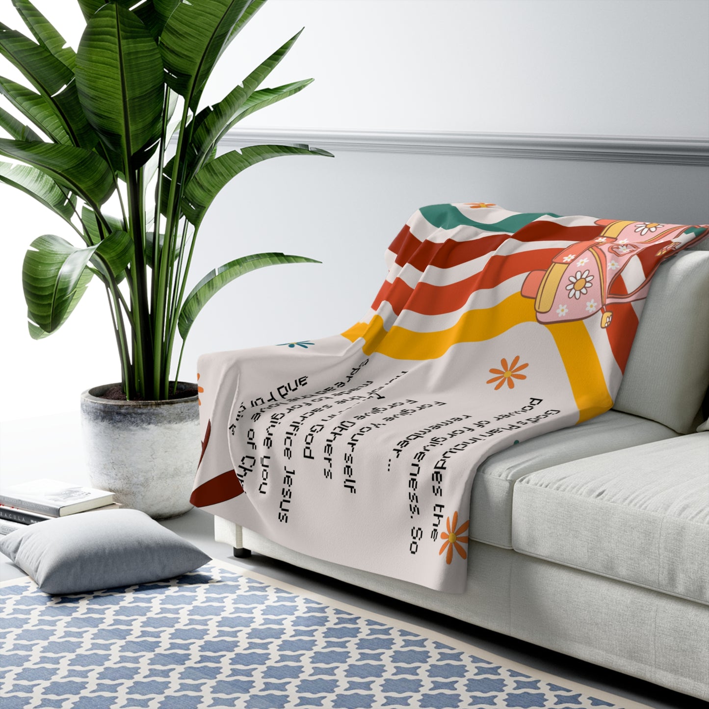 Retro Forgive Sherpa Fleece Blanket